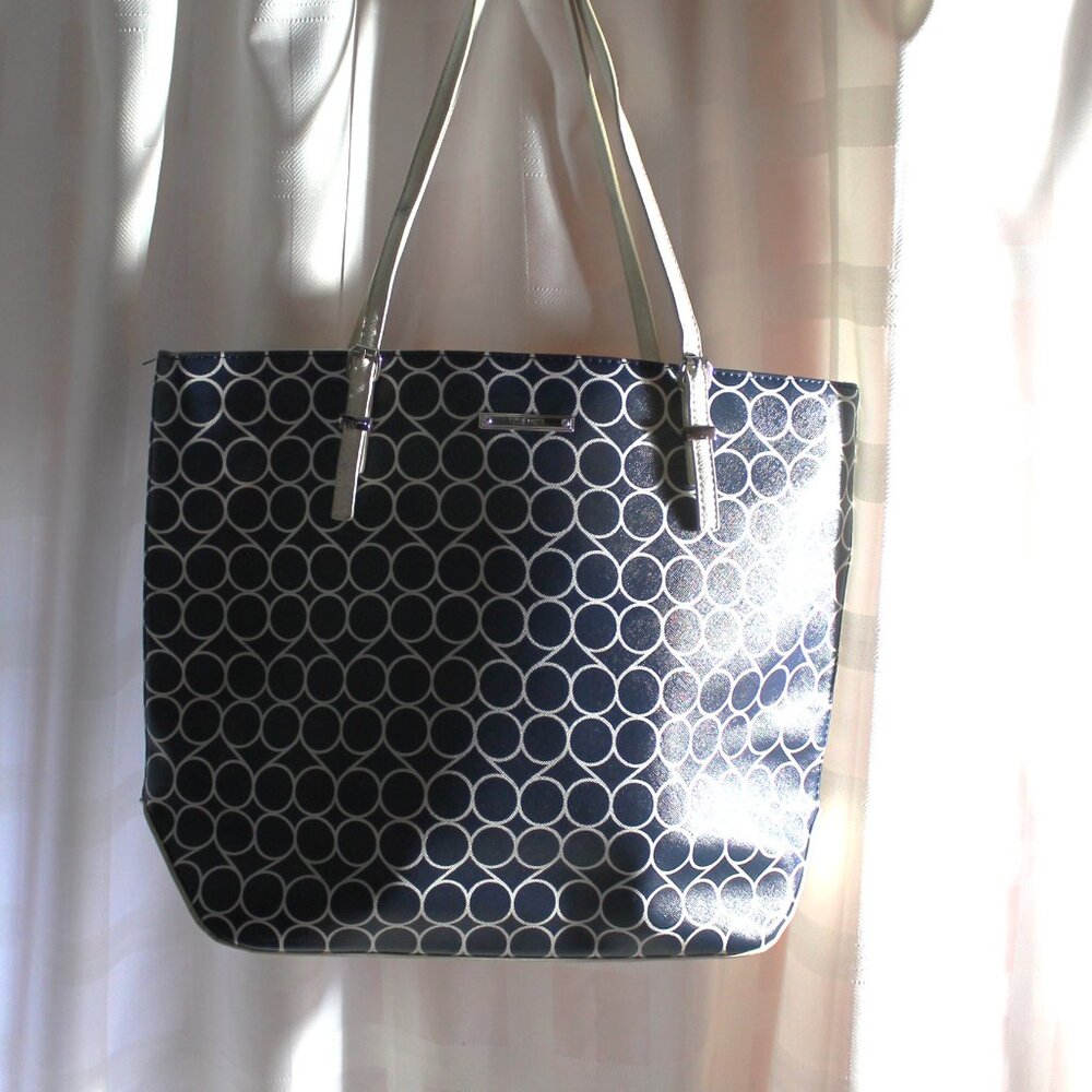 Nine West Large Navy Blue & White Tote Bag